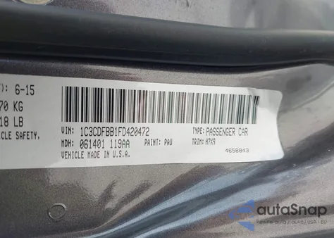 2015 Dodge Dart Sxt from USA, damaged, VIN 1C3CDFBB1FD420472